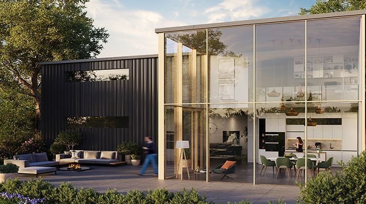 Filigrane Fassade mit Weitblick