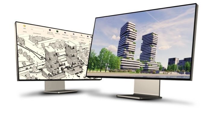 Planung links, Design rechts: Sämtliche Änderungen im CAD-Programm sind direkt in Enscape sichtbar (Copyright: Enscape)